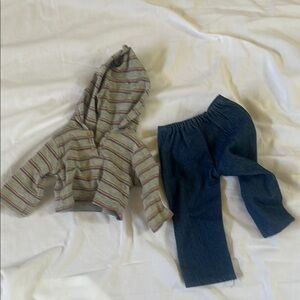 Striped Hoodie and Blue Pants Set